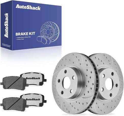Autoshack Front Brake Kit استبدال 2003-2008 Toyota Corolla Matrix 2003-2008 Pontiac Vibe 1.8l AWD FWD Disced Brake Rotors مع منصات الفرامل السيرامية 10.8 "(275.0 مم) RSCD41272-41272-923-2-4 in Kuwait
