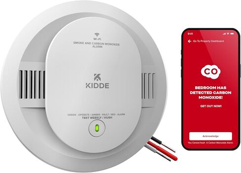 Kidde Hardwired Kidde App Enabled Smart Smoke and Carbon Monoxide Detector, AA Battery Backup, Voice Alerts, Interconnected Alarm in Saudi Arabia