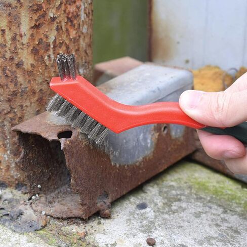 3Pcs Purpose Cleaning Brush Set Stainless Steel Nylon Copper Wire Side Derusting Multi- Tools with Non-Slip Handle and Hanging Hole in Kuwait