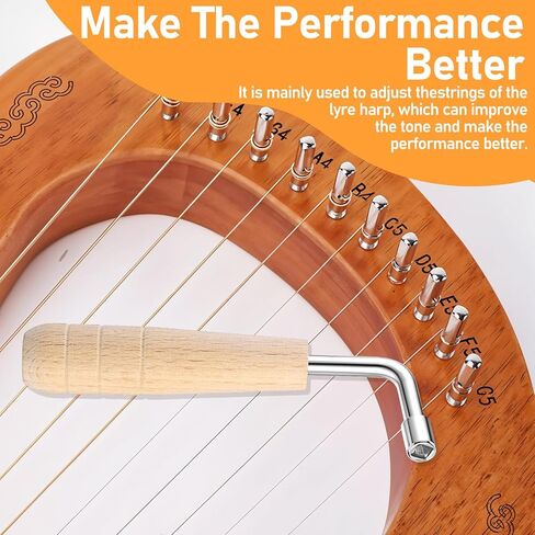 Autoharp Tuning Wrench, 4mm/0.15in Lever Harp Wrench with Wooden Handle L-Shape Professional Music Tuning Key Tool for Piano Kantele Lyre Small Stringed Instruments in Saudi Arabia