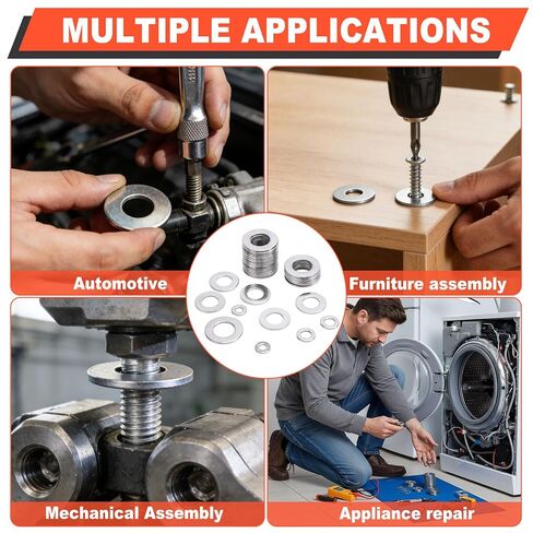 600 PCS Flat Washers for Screws and Bolts, 304 Stainless Steel Flat Washers Assortment Kit, 7 Sizes (M3 M4 M5 M6 M8 M10 M12) for Industrial and Home Use in Saudi Arabia