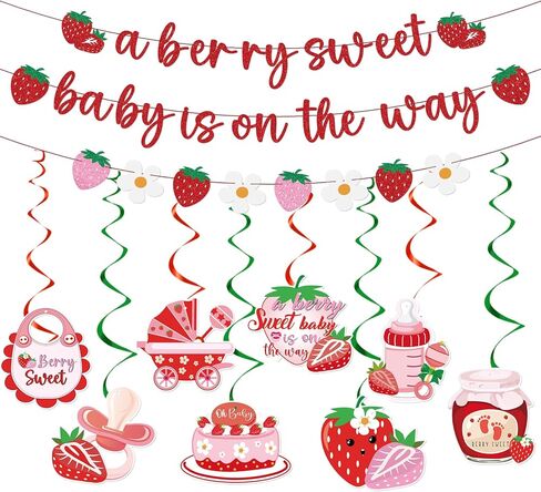 Little Cutie Baby Shower Decorations - 16pcs Orange Party Decorations 2pcs Glitter Baby Shower Banners 14pcs Orange Hanging Swirls Little Cute is on the Way Birthday Party Decor Supplies in Saudi Arabia
