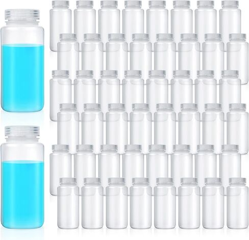 Hoolerry 72 PCS 16oz/ 500 مل من زجاجات البلاستيك زجاجات مختبر Polypropylene على نطاق واسع زجاجات كاشف الفم واضحة حاويات تخزين السوائل مع أغطية حاويات إثبات التسرب لفصل المختبر in Saudi Arabia