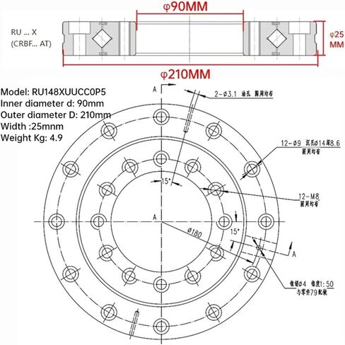 1PCS RU228G/X UUCC0 P5 160X295X35MM Precision Cross Roller Bearings(RU228X UUCC0 P5) in Saudi Arabia