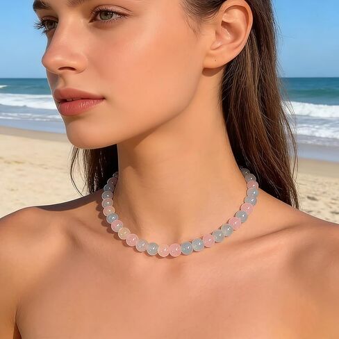 Colorful Beaded Necklace Choker for Women Glass Beach Necklaces in Kuwait