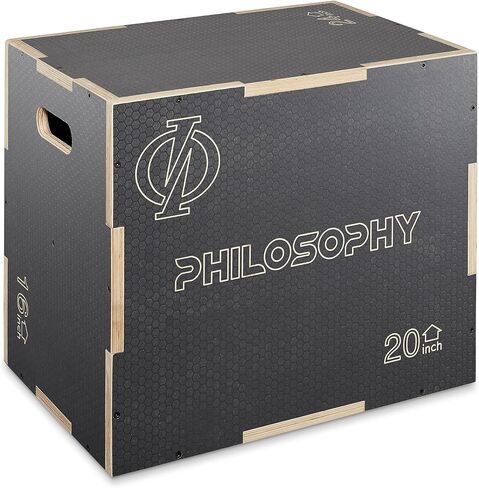 Philosophy Gym 3-in-1 Non-Slip Wooden Plyo Box, Wood Plyometric Jump Box Platform for Home Gym, HIIT, Step-Ups, and Strength Training in Kuwait