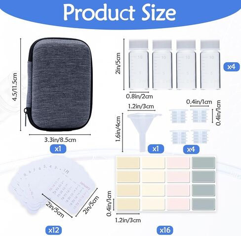 4 مجموعات من حاويات السفر الطبية السائلة الصغيرة سعة 10 مل مع حقيبة تخزين، زجاجات طبية صغيرة بجرعة واحدة مع موزع ميزان وقابس مانع للتسرب للزجاجات المتوسطة الصغيرة، حاوية فيتامين مع أغطية in Kuwait