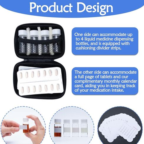 4 مجموعات من حاويات السفر الطبية السائلة الصغيرة سعة 10 مل مع حقيبة تخزين، زجاجات طبية صغيرة بجرعة واحدة مع موزع ميزان وقابس مانع للتسرب للزجاجات المتوسطة الصغيرة، حاوية فيتامين مع أغطية in Kuwait