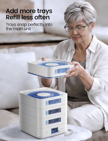 صينية ذات سعة قابلة للتوسيع لموزع حبوب الدواء التلقائي، طبقة تخزين إضافية متوافقة مع نماذج صينية ideerfit 2/3/4، ملحق منظم الأدوية لكبار السن والاستخدام طويل الأمد (أبيض) in Kuwait