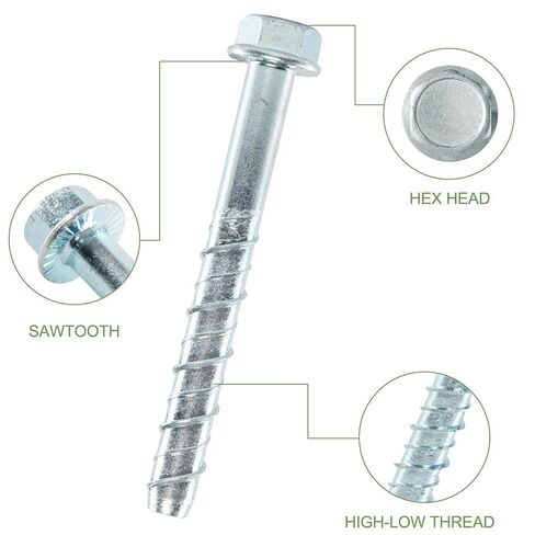 3/4" x 7" Concrete Screws (10 PCS) Concrete Anchor Bolts, Zinc Plated in Kuwait