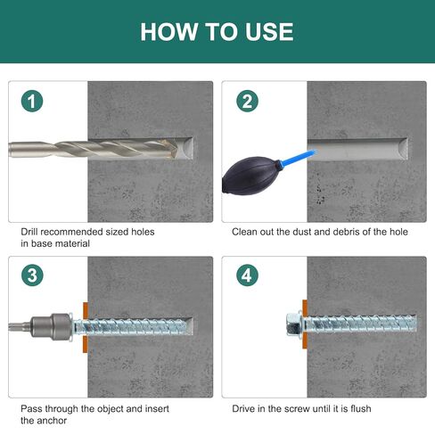 3/4" x 7" Concrete Screws (10 PCS) Concrete Anchor Bolts, Zinc Plated in Kuwait
