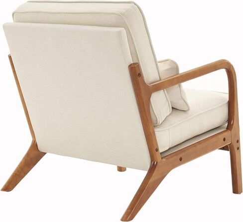 Oak Armrest Oak Upholstered Single Lounge Chair Indoor Lounge Chair Off-White in Saudi Arabia