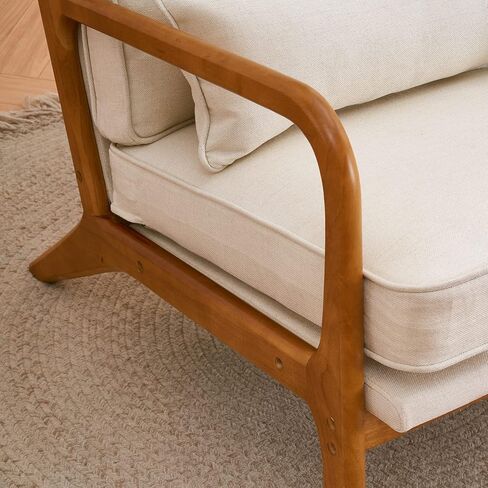 Oak Armrest Oak Upholstered Single Lounge Chair Indoor Lounge Chair Off-White in Saudi Arabia