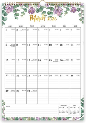 Calendar 2025-2026 - Wall Calendar 2025-2026, Jul. 2025 - Dec. 2026, 18 Monthly Wall Calendar with Thick Paper, Strong Twin-Wire Binding, Perfect for Planning - Floral in Kuwait