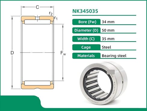 1PCS NK345035 RLM345035 34x50x35 Needle Roller Bearings with Machined Rings Without an Inner Ring in Kuwait