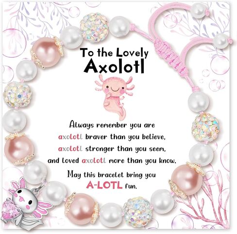 Axolotl Bracelet for Girls, Cute Axolotl Gifts as Mothers Day Gift for Daughter Granddaughter Niece, Adjustable Graduation Girls Bracelet Axolotl Stuff with Lovely Card Kawaii Gifts in Saudi Arabia