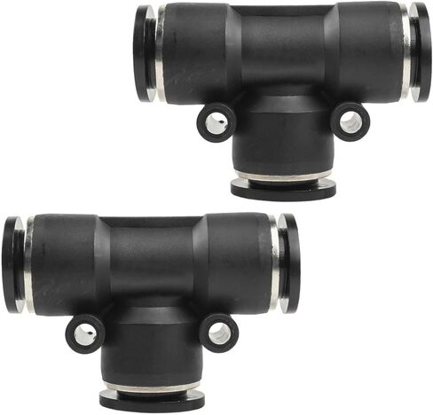 50200 Compressor Tee Push Lock Fitting - for RapidAir Power Tool/Air Tool Accessories Replacement - Compressed Air Piping Tubing Accessory - 1/2" tubing Black 2 Pack - Air Compressor Parts in Saudi Arabia