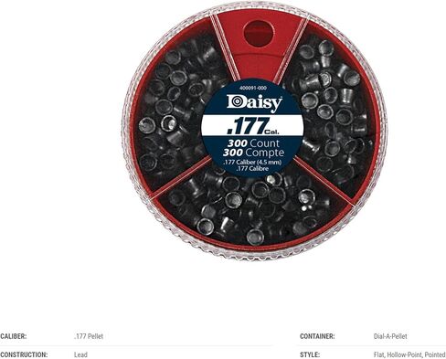 Daisy, Dial-A-Pellet .177 Cal, 300ct, 300-Count Assorted .177 Caliber, Precisionmax Pellet Styles in A Convenient Twist-Top Container, 987781-406 in Kuwait