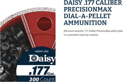 Daisy, Dial-A-Pellet .177 Cal, 300ct, 300-Count Assorted .177 Caliber, Precisionmax Pellet Styles in A Convenient Twist-Top Container, 987781-406 in Kuwait