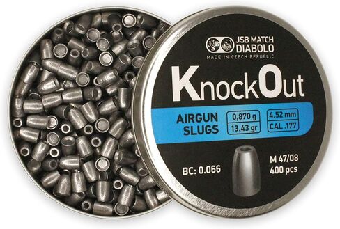 JSB Knockout Slugs - Hollowpoint Airgun Pellets | .177 Caliber (4.52mm), 13.43 Grain | Designed for Target Shooting and Hunting | 400 Count in Kuwait