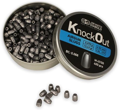 JSB Knockout Slugs - Hollowpoint Airgun Pellets | .177 Caliber (4.52mm), 13.43 Grain | Designed for Target Shooting and Hunting | 400 Count in Kuwait