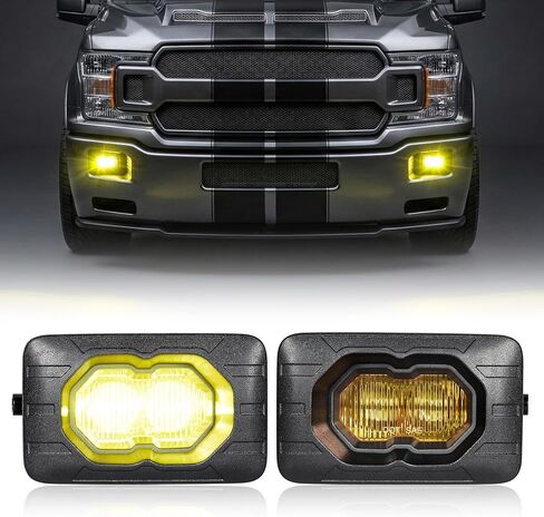 LED Driving Fog Light Kit مع Halo Ring DRL متوافق مع 2005-2009 Gen5 Mustang GT Deluxe أو Premium Models ، مصباح الضباب الدائري المستدير الممتد فائق السوبر ، واضحة len in Kuwait