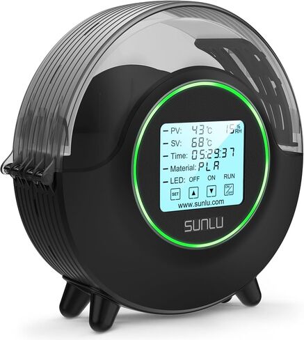 SUNLU Official Filament Dryer S2, Upgraded 3D Filament Dryer with 360°Heating Fan, Filament Dehydrator, One-Key Set with 4.6" Touch Sreen, Compatible with 1.75 2.85 3.00mm PLA PETG ABS Filament, Black in Kuwait