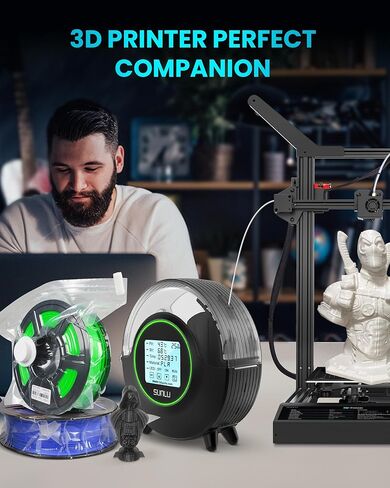 SUNLU Official Filament Dryer S2, Upgraded 3D Filament Dryer with 360°Heating Fan, Filament Dehydrator, One-Key Set with 4.6" Touch Sreen, Compatible with 1.75 2.85 3.00mm PLA PETG ABS Filament, Black in Kuwait