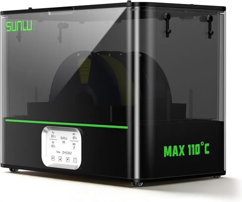 SUNLU Official 3D Printer Filament Dryer E2, 110℃ Max Temperature, 500W PTC Heater, Dry and Anneal 2-in-1, Dual-Chamber, Designed for Engineering Filaments, PC PA-CF FR-ABS Filament Dryer Box (Black) in Kuwait