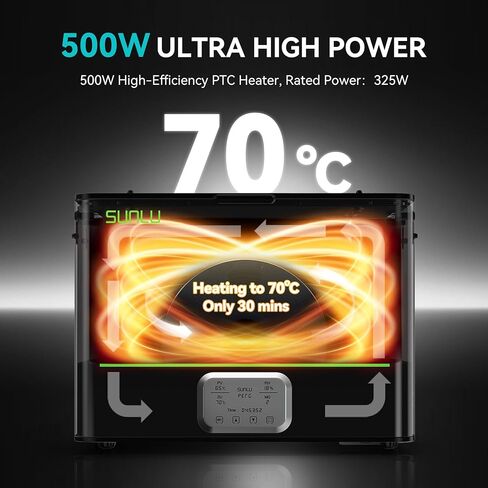 SUNLU Official 3D Printer Filament Dryer E2, 110℃ Max Temperature, 500W PTC Heater, Dry and Anneal 2-in-1, Dual-Chamber, Designed for Engineering Filaments, PC PA-CF FR-ABS Filament Dryer Box (Black) in Kuwait