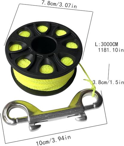 Underwater Exploration Reel with, Visible Nylon Cord and Double Steel Hook for Navigation, Suitable for Exploration, Fluorescent Yellow in Kuwait