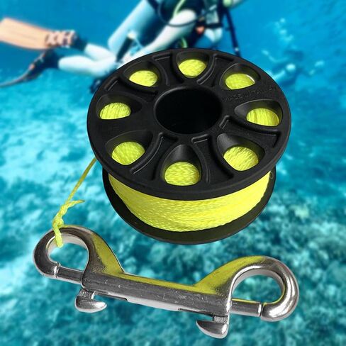 Underwater Exploration Reel with, Visible Nylon Cord and Double Steel Hook for Navigation, Suitable for Exploration, Fluorescent Yellow in Kuwait