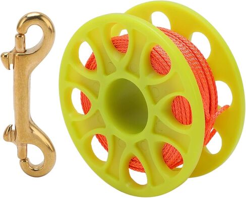30M Scuba Diving Reel, Handheld Diving Finger Spool with Double Ended Snap Clip and Fluorescent Orange Wire, for Scuba Cave Technical (Black) in Saudi Arabia