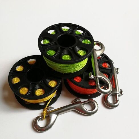 Diving Reel Double Ended Bolt Snap Clip Equipment Finger Spool for Underwater Sports, Orange in Saudi Arabia