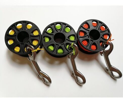Diving Reel Double Ended Bolt Snap Clip Equipment Finger Spool for Underwater Sports, Orange in Saudi Arabia