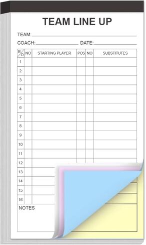 Baseball/Softball Lineup Cards, 4 Part Carbonless, 32 Player Roster Line up Sheets for Coaches, Team, Sports, 4.5" x 8" in Kuwait
