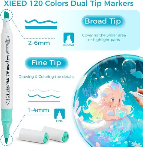 [2025 Upgraded] Alcohol Markers, 120 Colors Premium Hexagonal Markers Set Gift Box for Kids, Students, Adults, Artists in Coloring & Drawing(Fine &Broad) in Kuwait