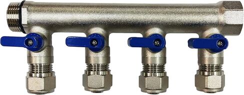 4 حلقات سباكة متعددة مع صندوق 1 بوصة وصمامات كروية 1/2 بوصة، مقبض أزرق in Kuwait