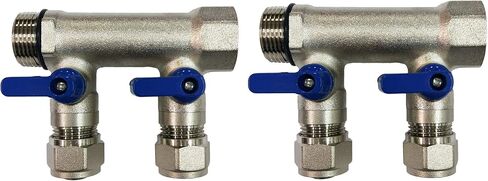 4 حلقات سباكة متعددة مع صندوق 1 بوصة وصمامات كروية 1/2 بوصة، مقبض أزرق in Kuwait