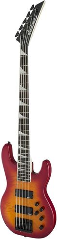 Jackson JS Series Concert Bass JS3VQ 5-String Electric Guitar (Right-Handed, Cherry Burst) Bundle with Polyester Protective Hardshell Gig Bag with Zipper Pocket (Black), and Steel Strings (3 Items) in Kuwait