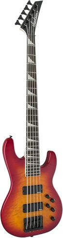 Jackson JS Series Concert Bass JS3VQ 5-String Electric Guitar (Right-Handed, Cherry Burst) Bundle with Polyester Protective Hardshell Gig Bag with Zipper Pocket (Black), and Steel Strings (3 Items) in Kuwait