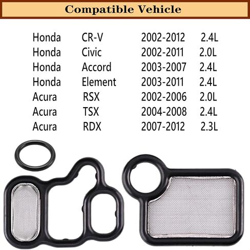 917-176 VVT VTEC 3Pcs Solenoid Gasket Valve Cover Set 15815-RAA-A01 for 2002-2015 Honda CR-V Accord Civic Element for Accord Crosstour, Base RSX,TSX Types RDX,91319-PAA-A0115845-RAA-A01 2.0L2.4L in Kuwait