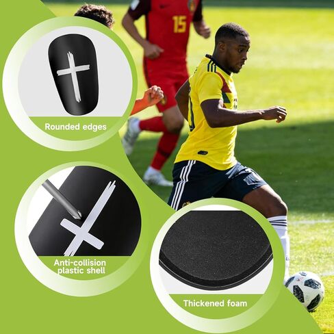 2 Pairs Mini Shin Guards Soccer, Small Shin Pads with Cross Design, Lightweight Low Profile Football Leg Protection for Kids Youth and Adults, Streamlined Fit for Training in Kuwait