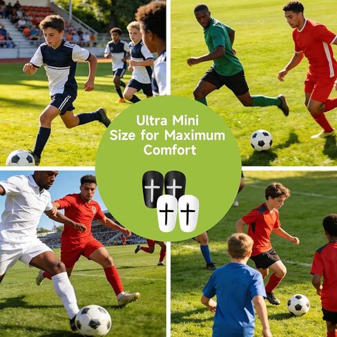 2 Pairs Mini Shin Guards Soccer, Small Shin Pads with Cross Design, Lightweight Low Profile Football Leg Protection for Kids Youth and Adults, Streamlined Fit for Training in Kuwait
