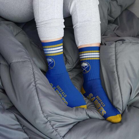 For Bare Feet NHL Buffalo Sabres 4 Stripe Deuce Crew Sock Team Color LARGE in Saudi Arabia