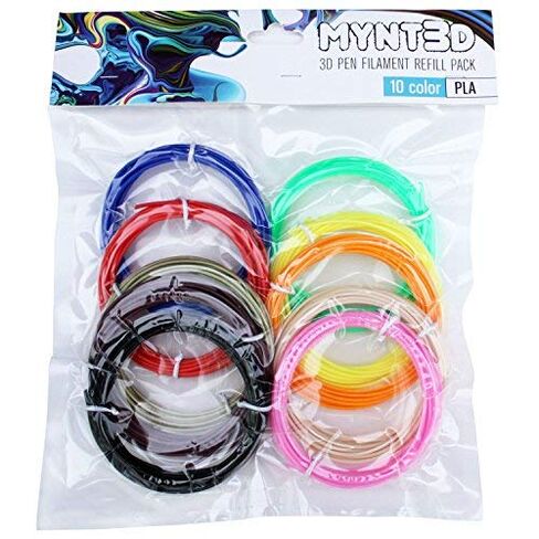 MYNT3D Super 3D Pen, 1.75mm ABS and PLA Compatible 3D Printing Pen & PLA 3D Pen Filament Refill Pack (10 Color, 3m Each) & ABS 3D Pen Filament Refill Pack (10 Color, 3m Each) in Kuwait