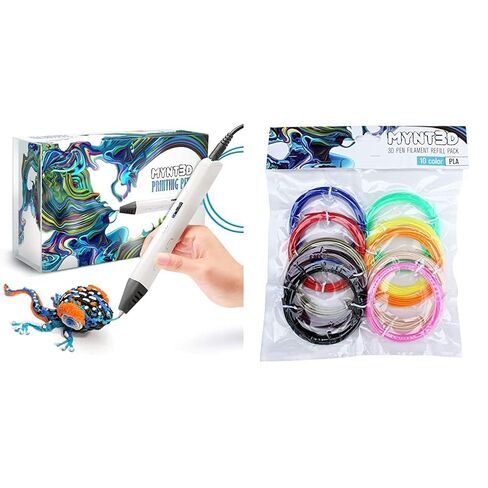 MYNT3D Professional Printing 3D Pen with OLED Display & PLA 3D Pen Filament Refill Pack (10 Color, 3m Each) in Kuwait