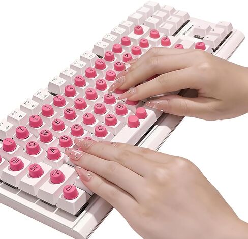 Long Nail Keyboard Stickers & Cover for Long Nails - 119 Keys Set, Fits 15-17 Inch Laptops, Portable Plastic Storage Case, Ideal Gift (Pink) in Kuwait