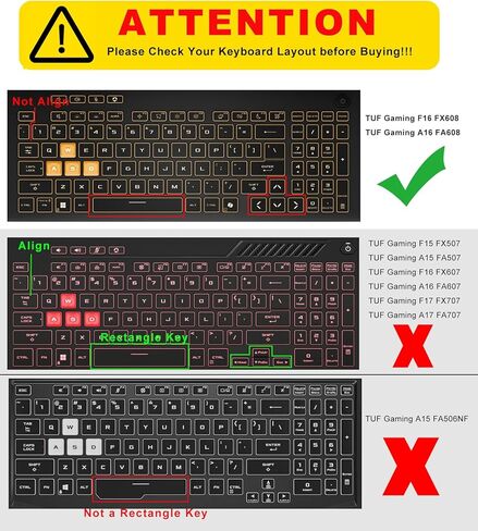 CaseBuy Ultra Thin Keyboard Cover for ASUS TUF Gaming 16" F16(2025) FX608 FX608JH FX608JMR FX608JP FX608LP FX608LM/TUF Gaming 18 A18(2025) FA808UM FA808UH Laptop(NOT for A16 FA607 F16 FX607JV FX607VU) in Saudi Arabia