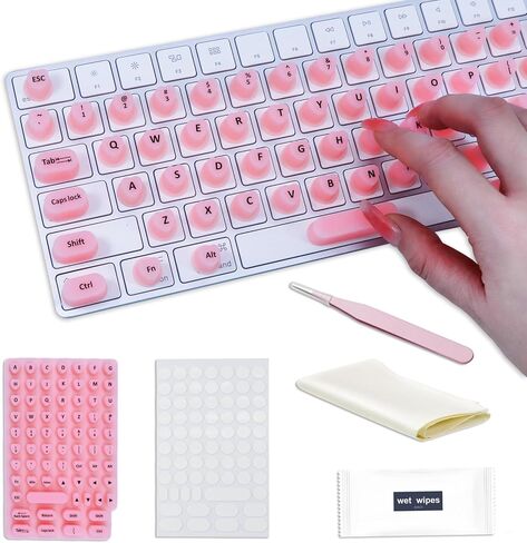 Long Nail Keyboard Stickers & Cover for Long Nails - 119 Keys Set, Fits 15-17 Inch Laptops, Portable Plastic Storage Case, Ideal Gift (Pink) in Kuwait